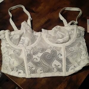 NWT 34A Sexy White Corset Longline Gilligan & O' Malley Unpadded underwire Bra